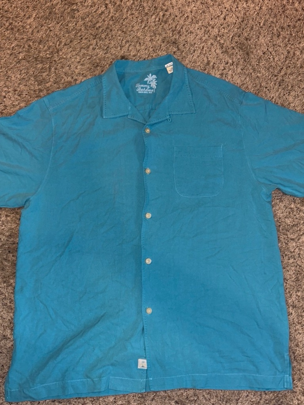 Tommy Bahama Turquoise Short-Sleeve Button-Down Camp Shirt